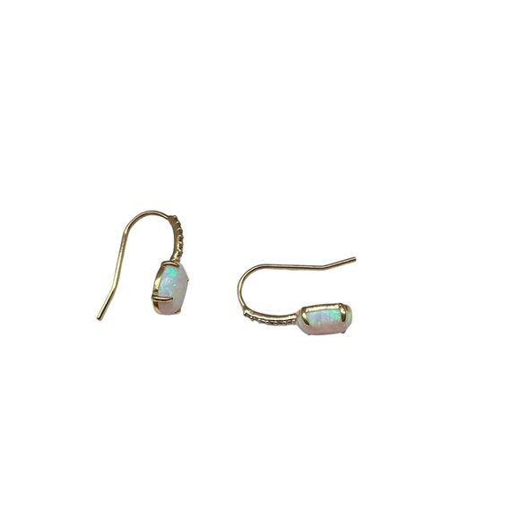 Opal earrings, silver with gold plating, lab diamonds - perfect condition - Picture 2 of 4